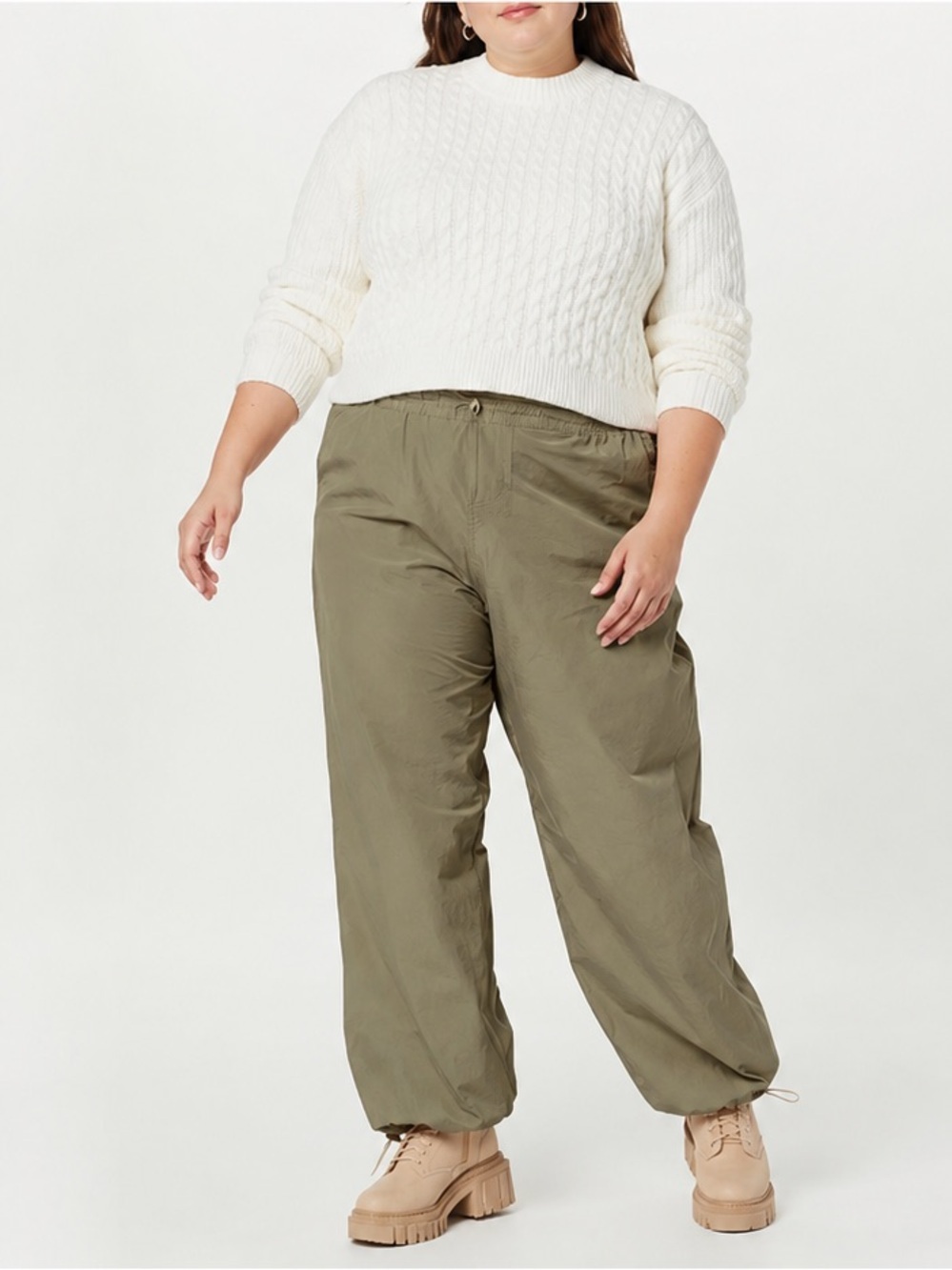 The Drop Antonia Parachute Pants 2X Olive Green Gorpcore Utility Balloon Jogger